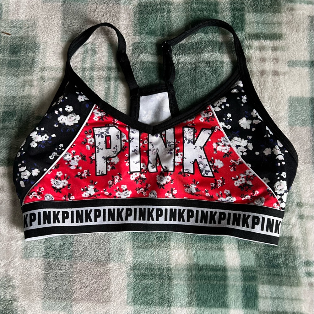 Pink Floral Sports Bra